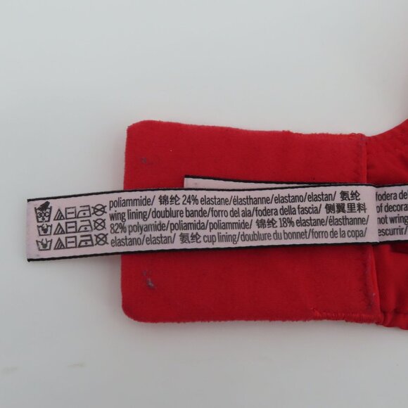 Victorias Secret 38DDD T Shirt Lightly Lined Demi Bra Red Underwire Logo Straps - Picture 13 of 16